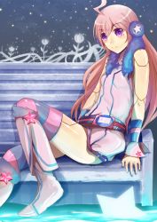 Rule 34 | 1girl, ahoge, android, bad id, bad pixiv id, boots, dress, female focus, joints, kneehighs, long hair, multicolored clothes, multicolored legwear, muruaka, outdoors, red eyes, red hair, robot joints, sf-a2 miki, sitting, sky, smile, socks, solo, striped clothes, striped socks, striped thighhighs, thighhighs, vocaloid, wrist cuffs