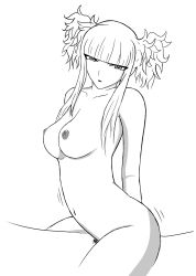 Rule 34 | 10s, 1girl, absurdres, aoki hagane no arpeggio, artist request, bad id, bad pixiv id, breasts, female pubic hair, greyscale, highres, kongou (aoki hagane no arpeggio), looking at viewer, monochrome, motion lines, navel, nipples, no panties, nude, pubic hair, solo, solo focus, straddling, white background