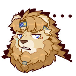 ... 1boy animal_ears blue_eyes chinese_commentary clenched_teeth commentary_request frenos_(furrybar) furry furry_male furrybar lion_boy lion_ears lion_mane male_focus teeth variety_yzj white_background