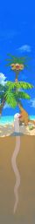 Rule 34 | :d, absurdres, alolan exeggutor, alolan form, black eyes, brown eyes, cloud, commentary request, creatures (company), day, fangs, game freak, gen 7 pokemon, happi xfyg, highres, long image, nintendo, no humans, open mouth, outdoors, palm tree, pokemon, pokemon (creature), sand, shore, sky, smile, standing, tall image, tongue, tree, water, wiglett