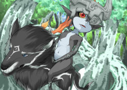 Rule 34 | 1girl, aa satoshi, fang, forest, link, wolf link, midna, nature, nintendo, pointy ears, princess, the legend of zelda, the legend of zelda: twilight princess, wolf