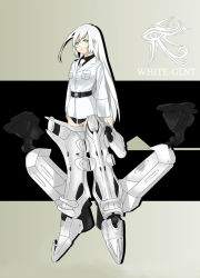 Rule 34 | 1girl, armored core, armored core: for answer, female focus, from software, full body, mecha musume, solo, standing, white glint, white hair