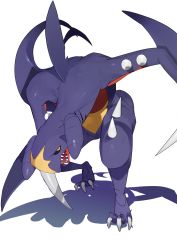 Rule 34 | absurdres, artist request, claws, creatures (company), dragon, game freak, garchomp, gen 4 pokemon, highres, looking to the side, nintendo, no humans, open mouth, pokemon, pokemon (creature), sharp teeth, simple background, solo, teeth, white background