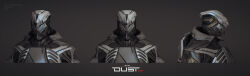 Rule 34 | 3d, absurdres, amarr empire (eve online), armor, artist name, autodesk 3ds max (medium), commentary, company logo, company name, concept art, copyright name, cropped torso, dated, dust 514, eve online, grey background, grey theme, helmet, highres, logo, official art, realistic, science fiction, tonywork, upper body
