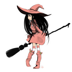 Rule 34 | broom, broom riding, hat, inemuri uno, inemuriuno, original, solo, striped clothes, striped thighhighs, thighhighs, witch, witch hat