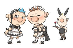 Rule 34 | 3boys, alcohol, alien, alph (pikmin), alternate costume, animal ears, apron, apron tug, bare shoulders, big nose, black bow, black bowtie, black choker, black dress, black eyes, black footwear, black hairband, black leotard, black ribbon, black wrist cuffs, blonde hair, blue hair, blush, bow, bowtie, brown hair, center frills, choker, clenched hand, closed mouth, clothes lift, collar, collared dress, commentary request, crossdressing, cup, detached collar, detached sleeves, dress, dress lift, drinking glass, embarrassed, enmaided, expressionless, fake animal ears, fishnet pantyhose, fishnets, freckles, frilled apron, frilled choker, frilled collar, frilled dress, frilled hairband, frilled sleeves, frilled thighhighs, frills, frown, hair ribbon, hairband, hand on own chest, hand on own hip, high heels, holding, holding plate, leotard, lifting own clothes, louie (pikmin), maid, maid headdress, male focus, multiple boys, naru (wish field), nintendo, olimar, open mouth, pantyhose, pikmin (series), plate, playboy bunny, pointy ears, puffy short sleeves, puffy sleeves, rabbit ears, raised eyebrows, ribbon, shadow, short dress, short hair, short sleeves, sleeve ribbon, sleeveless, sleeveless dress, tearing up, thighhighs, v-shaped eyebrows, very short hair, waist apron, white apron, white background, white collar, white headdress, white sleeves, white thighhighs, white wrist cuffs, wine, wine glass, wrist cuffs, zettai ryouiki