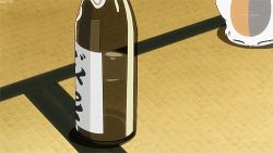 Rule 34 | alcohol, animated, animated gif, bottle, cat, lowres, multicolored fur, natsume yuujinchou, nyanko-sensei, open mouth, rolling, wine bottle