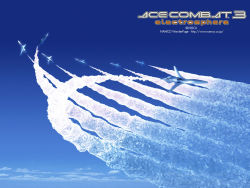 Rule 34 | ace combat, ace combat 3, aircraft, airplane, flight, formation, jet, official art, official wallpaper, r-102 delphinus ii, wallpaper