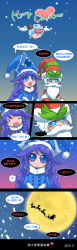 Rule 34 | ..., 1boy, 1girl, :p, ?, alternate costume, beard, blue eyes, blue hair, braid, chinese text, christmas, comic, facial hair, hat, highres, horns, league of legends, lulu (league of legends), poro (league of legends), santa costume, sled, spoken ellipsis, spoken question mark, tongue, tongue out, translation request, veigar, wings, winter wonder lulu, yan531, yordle