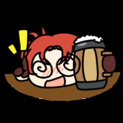 Rule 34 | 1girl, @ @, animated, animated gif, beer can, can, drink can, drunk, lowres, open mouth, seseren