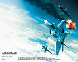 Rule 34 | ace combat, ace combat x, aircraft, airplane, explosion, f-22, fighter jet, game, jet, military, military vehicle, namco, no humans, sky, vehicle focus