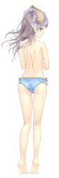 Rule 34 | 1girl, absurdres, atelier (series), atelier totori, back, bad id, bad pixiv id, bare back, barefoot, blush stickers, brown eyes, brown hair, check commentary, commentary, commentary request, from behind, full body, headdress, highres, kneepits, legs, looking at viewer, looking back, miyama leaves, panties, plantar flexion, shoulder blades, sideways mouth, simple background, solo, tiptoes, topless, totooria helmold, underwear, white background