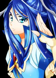 Rule 34 | 00s, 1girl, bad id, bad pixiv id, black background, blue eyes, blue hair, brooch, cure aqua, fingerless gloves, gloves, jewelry, long hair, looking at viewer, magical girl, matching hair/eyes, minazuki karen, ponytail, precure, senmu (0107), solo, sparkle, upper body, yes! precure 5, yes! precure 5 gogo!