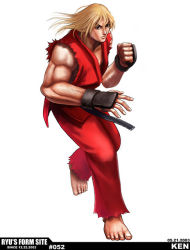 Rule 34 | barefoot, blonde hair, capcom, gloves, ken masters, male focus, ryu (ryu&#039;s form site), solo, street fighter