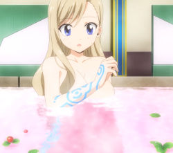Rule 34 | 1girl, anime screenshot, bath, blonde hair, blue eyes, breasts, cleavage, eden&#039;s zero, highres, large breasts, long hair, nude, rebecca bluegarden, screencap, stitched, third-party edit, water
