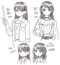 Rule 34 | 2girls, akni, bang dream!, bang dream! it&#039;s mygo!!!!!, brown hair, choker, closed mouth, commentary request, drumsticks, greyscale, holding, holding drumsticks, jacket, korean commentary, korean text, long hair, long sleeves, mole, mole under eye, monochrome, multiple girls, open clothes, open jacket, open shirt, parted lips, purple eyes, shiina taki, spot color, translation request, yahata umiri