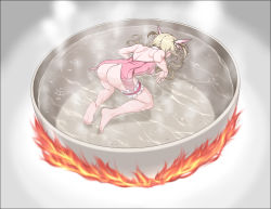 Rule 34 | ass, backless outfit, bare back, barefoot, blonde hair, boiling, bottomless, breasts, caonima163, cooking, corpse, death, fate/kaleid liner prisma illya, fate (series), floating, food, guro, highres, illyasviel von einzbern, large breasts, long hair, magical girl, no panties, shoulder blades