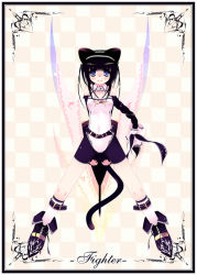 Rule 34 | 1girl, animal ears, ankle boots, bad id, bad pixiv id, black footwear, black hair, blue eyes, boots, bow, braid, cat ears, cat tail, checkered background, full body, hair bow, inuneko, long hair, looking at viewer, looking back, low-tied long hair, original, pink bow, simple background, single braid, solo, spread legs, standing, tail, very long hair