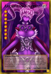 Rule 34 | 1girl, archfiend empress, breasts, colored skin, duel monster, female focus, large breasts, purple skin, solo, yu-gi-oh!