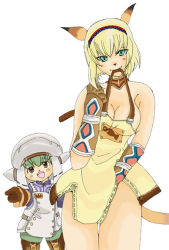 Rule 34 | 00s, 1girl, androgynous, animal ears, apron, blonde hair, breasts, brown eyes, cat girl, final fantasy, final fantasy xi, green eyes, green hair, hairband, large breasts, mithra (ff11), nude, tail, tarutaru