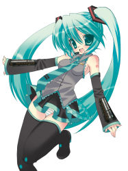 Rule 34 | 1girl, :d, aqua hair, black footwear, black skirt, blush, boots, breasts, collared shirt, detached sleeves, frills, grey shirt, hair between eyes, hair ornament, hatsune miku, headphones, headset, hibiki boshi, hibiki seiya, long hair, looking at viewer, microphone, miniskirt, necktie, open mouth, panties, pantyshot, pleated skirt, shirt, sideboob, simple background, skirt, small breasts, smile, solo, striped clothes, striped panties, tattoo, thigh boots, thighhighs, twintails, underwear, vocaloid, white background