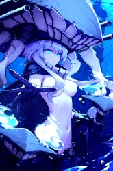 Rule 34 | 10s, 1girl, abyssal ship, bad id, bad pixiv id, blue eyes, blue theme, bodysuit, breasts, cape, covered navel, female focus, hat, highres, hwansang, kantai collection, large breasts, long hair, outstretched hand, silver hair, solo, wo-class aircraft carrier