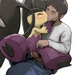 Rule 34 | 1boy, 1girl, closed eyes, creatures (company), cum, faceless, faceless male, game freak, gen 3 pokemon, happy sex, hetero, higher resolution available, highres, kiss, mawile, mega mawile, mega pokemon, nintendo, pokemon, pokemon (creature), sex, youjo modoki