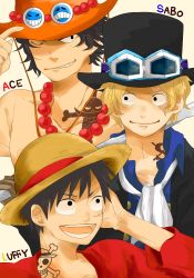 Rule 34 | 3boys, alternate costume, brothers, male focus, monkey d. luffy, multiple boys, one piece, portgas d. ace, sabo (one piece), siblings, time paradox