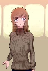 Rule 34 | 1girl, backlighting, bad id, bad pixiv id, blonde hair, blue eyes, blush, casual, denim, helma lennartz, highres, jeans, long hair, looking up, pants, ribbed sweater, solo, sorewa-nanikana, strike witches, strike witches: suomus misfits squadron, sweater, window, world witches series