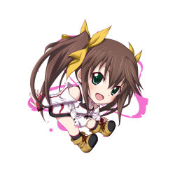 Rule 34 | 10s, 1girl, boots, brown hair, chibi, green eyes, highres, huang lingyin, infinite stratos, kuena, long hair, school uniform, solo, twintails