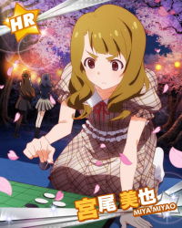 Rule 34 | &gt;:(, 10s, 3girls, artist request, board game, brown eyes, brown hair, casual, character name, cherry blossoms, dress, eyebrows, frown, hanami, idolmaster, idolmaster million live!, long hair, miyao miya, multiple girls, official art, pantyhose, petals, plaid, plaid dress, puffy short sleeves, puffy sleeves, reversi, short sleeves, v-shaped eyebrows