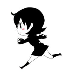 Rule 34 | 00s, 1girl, animated, animated gif, chibi, death the kid, gender request, genderswap, lowres, monochrome, running, shuri (84k), skirt, smile, smooooch, solo, soul eater