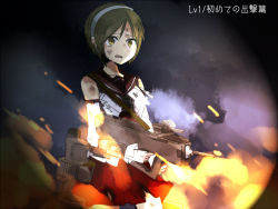 Rule 34 | 10s, 1girl, annin musou, bad id, bad pixiv id, brown eyes, brown hair, burnt clothes, cowboy shot, crying, crying with eyes open, detached sleeves, fire, hairband, kantai collection, natori (kancolle), pleated skirt, sailor collar, scared, shirt, short hair, skirt, sleeveless, sleeveless shirt, tears, translation request, turret, very short hair, wavy mouth