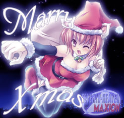 Rule 34 | 1girl, boots, christmas, elbow gloves, gloves, lowres, maki (seventh heaven maxion), original, santa costume, solo, thighhighs