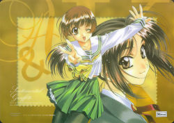 Rule 34 | 1990s (style), 2girls, hoshino asuka, morii kaho, multiple girls, pantyhose, school uniform, sentimental graffiti