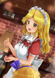 Rule 34 | 2girls, absurdres, alice margatroid, alice margatroid (pc-98), apron, back bow, black ribbon, blonde hair, blue bow, blue hairband, bow, brick wall, collared dress, commentary request, commission, cooking, dress, food, frilled apron, frills, hair bow, hairband, highres, long hair, luke (kyeftss), maid, maid apron, maid headdress, meat, multiple girls, open mouth, puffy short sleeves, puffy sleeves, red dress, ribbon, short sleeves, skeb commission, touhou, touhou (pc-98), white apron, white bow, yellow eyes, aged down, yumeko (touhou)