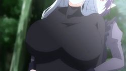 Rule 34 | 00s, 2girls, animated, animated gif, assisted exposure, bouncing breasts, breasts, demonion, elf, grey hair, huge breasts, long hair, multiple girls, nipples, no bra, pointy ears, screencap, vanessa cromwell