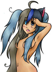 Rule 34 | 00s, ahoge, animal ears, aqua eyes, blue eyes, breasts, cat ears, censored, censored nipples, clannad, convenient censoring, crossover, drawfag, fang, fusion, hair over breasts, hatsune miku, heterochromia, ikeda kana, izumi konata, kud wafter, little busters!, long hair, lowres, lucky star, moetron, multicolored hair, navel, noumi kudryavka, nude, open mouth, sakagami tomoyo, saki (manga), twintails, vocaloid