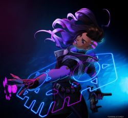 Rule 34 | 1girl, gun, overwatch, overwatch 1, solo, sombra (overwatch), tagme, weapon