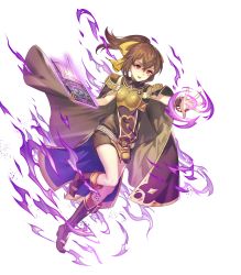 Rule 34 | 1girl, armor, book, boots, bow, bowtie, bracelet, brown hair, cape, delthea (fire emblem), dress, fire emblem, fire emblem echoes: shadows of valentia, fire emblem heroes, full body, glowing, highres, jewelry, long hair, mind control, nintendo, official art, red eyes, short dress, solo, transparent background