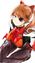 Rule 34 | 1girl, azelweien, blue eyes, bodysuit, breasts, brown hair, commentary, english commentary, evangelion: 3.0 you can (not) redo, eyepatch, hair ornament, highres, jacket, medium breasts, neon genesis evangelion, one eye covered, pilot suit, plugsuit, rebuild of evangelion, sketch, skin tight, smile, solo, souryuu asuka langley, traditional media, two side up, white background