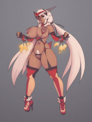 Rule 34 | 1girl, blaziken, blonde hair, breasts, cleft of venus, cosplay, creatures (company), curvy, dark-skinned female, dark skin, female focus, female pubic hair, game freak, gen 3 pokemon, gloves, high heels, huge breasts, image sample, kruth666, large areolae, large breasts, lingerie, long hair, mask, md5 mismatch, nintendo, nipples, pokemon, pokemon rse, pubic hair, puffy nipples, pussy, solo, standing, thick thighs, thighhighs, thighs, twintails, uncensored, underwear, very long hair, wide hips