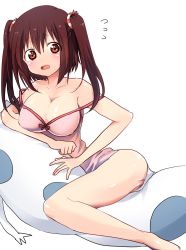 Rule 34 | 10s, 1girl, ass, bare shoulders, blush, breasts, brown eyes, cleavage, ebina nana, covered erect nipples, female focus, flying sweatdrops, highres, himouto! umaru-chan, kisarashii, large breasts, looking at viewer, necolumbus, open mouth, panties, simple background, solo, strap slip, stuffed animal, stuffed cat, stuffed toy, underwear, wavy mouth, white background, white panties