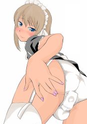 Rule 34 | 1boy, absurdres, anal, anal object insertion, androgynous, apron, ass, blue eyes, blush, bulge, butt plug, colorized, crossdressing, detexted, highres, hinemosu notari, light brown hair, looking back, maid, maid apron, maid headdress, male focus, male penetrated, nail polish, object insertion, original, panties, pantyshot, pink nails, sex toy, skirt, solo, spread ass, sweat, third-party edit, trap, underwear