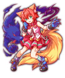 animal_collar animal_ear_fluff animal_ears anime_coloring ankle_boots aqua_footwear aqua_gloves aqua_socks artist_request bare_arms bare_shoulders belt_collar boots breasts cerberus_(crash_fever) claws collar crash_fever cross-laced_footwear crossed_bangs dog_girl full_body fur-trimmed_wrist_cuffs game_cg gloves green_eyes grey_wrist_cuffs hair_between_eyes horizontal-striped_skirt kneehighs lace-up_boots large_belt large_breasts large_tail leg_tattoo legs_apart miniskirt neck_collar number_tattoo numbered official_art open_hand open_mouth outline pink_shirt pleated_skirt red_collar red_eyes red_hair red_outline red_skirt shirt short_hair single_horizontal_stripe skirt socks solo_focus square square_tattoo strapless strapless_shirt striped_clothes striped_skirt striped_socks suspenders tachi-e tail tattoo third-party_source tongue tongue_out transparent_background tube_socks two-tone_shirt two-tone_socks vertical-striped_clothes vertical-striped_socks white_nails white_socks wrist_cuffs yellow_tail zipper_pull_tab zipper_skirt