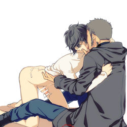 Rule 34 | 2boys, aftersex, age difference, amamiya ren, ass, bottomless, cum, erection, iwai munehisa, kiss, male focus, megami tensei, multiple boys, penis, persona, persona 5, tattoo, yaoi