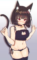 Rule 34 | 1girl, absurdres, animal ear fluff, animal ears, azur lane, bad id, bad pixiv id, bare arms, bare shoulders, bell, black bra, black choker, black panties, black thighhighs, blush, bra, breasts, brown hair, cat cutout, cat ear panties, cat ears, cat girl, cat lingerie, cat tail, choker, chromatic aberration, cleavage cutout, closed mouth, clothing cutout, collarbone, fang, fang out, fingernails, frilled bra, frills, hands up, highres, honami (yths4221), jingle bell, lingerie, looking away, looking down, medium breasts, meme attire, navel, neck bell, nose blush, panties, red eyes, shadow, side-tie panties, solo, tail, thighhighs, underwear, underwear only, yamashiro (azur lane)