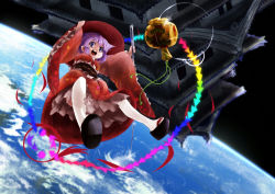 Rule 34 | 1girl, absurdres, bad id, bad pixiv id, bowl, castle, earth (planet), hat, highres, japanese clothes, kimono, mallet, needle, open mouth, planet, purple eyes, purple hair, short hair, solo, space, sukuna shinmyoumaru, touhou, waira