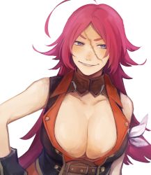 Rule 34 | 10s, 1girl, ahoge, bad id, bad pixiv id, blue eyes, boots, breasts, cleavage, fate/extra, fate (series), francis drake (fate), grin, highres, large breasts, long hair, pink hair, scar, smile, solo, washida