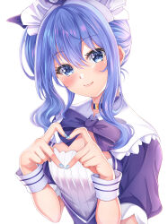 Rule 34 | 1girl, absurdres, anchor symbol, blue bow, blue bowtie, blue dress, blue eyes, blue hair, blue nails, blush, bow, bowtie, choker, cosplay, dress, finger heart, frilled dress, frilled sailor collar, frills, hasa west, heart, heart hands, highres, hololive, hoshimachi suisei, looking at viewer, maid, maid headdress, minato aqua, minato aqua (1st costume), minato aqua (cosplay), nail polish, ribbon, sailor collar, short sleeves, smile, solo, star (symbol), star in eye, symbol in eye, virtual youtuber, white background, wrist cuffs